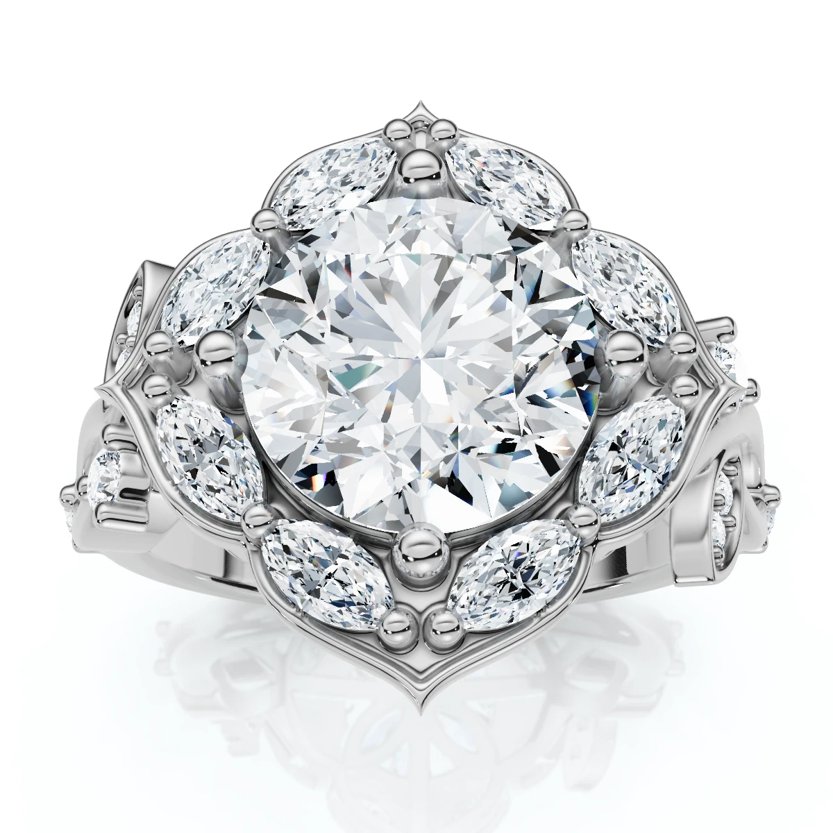 Certified 2.50 - 6.40Ct Diamond Vine Engagement Ring 14k Gold Lab Grown (G-H, VS2-SI1)
