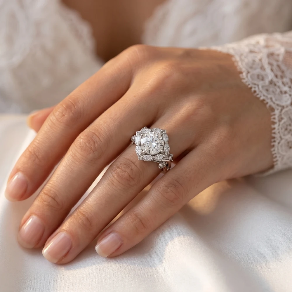 Certified 2.50 - 6.40Ct Diamond Vine Engagement Ring 14k Gold Lab Grown (G-H, VS2-SI1)