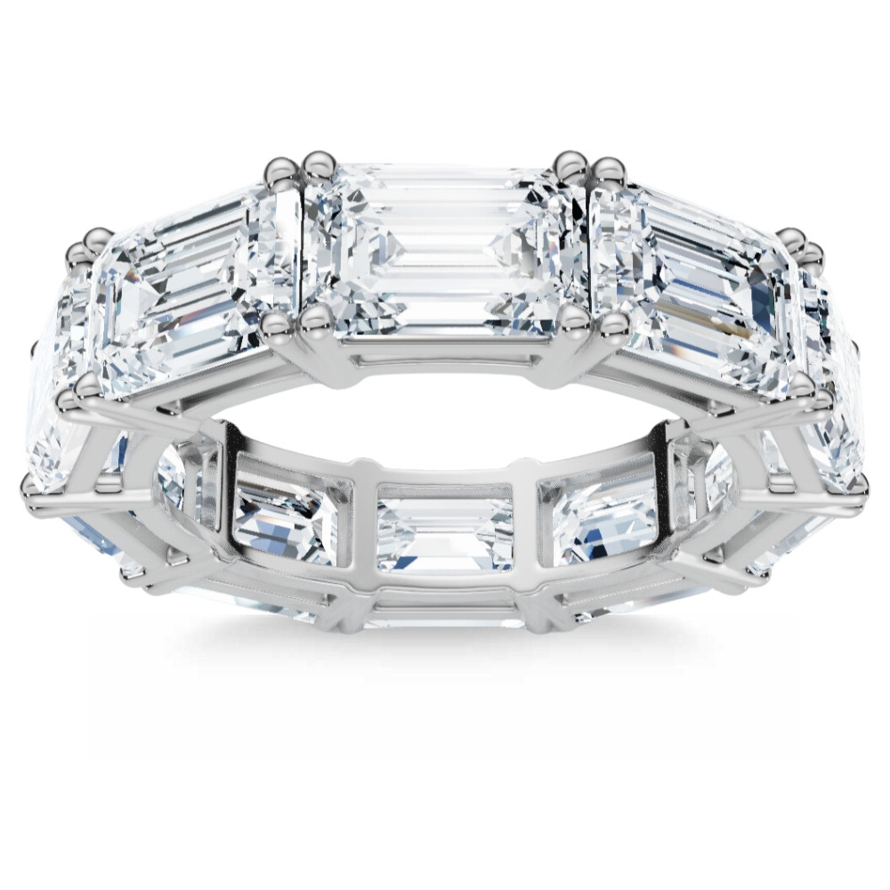 10Ct Emerald Cut Diamond Eternity Ring East West Set 14k White Gold Lab Grown (F-G, VS)