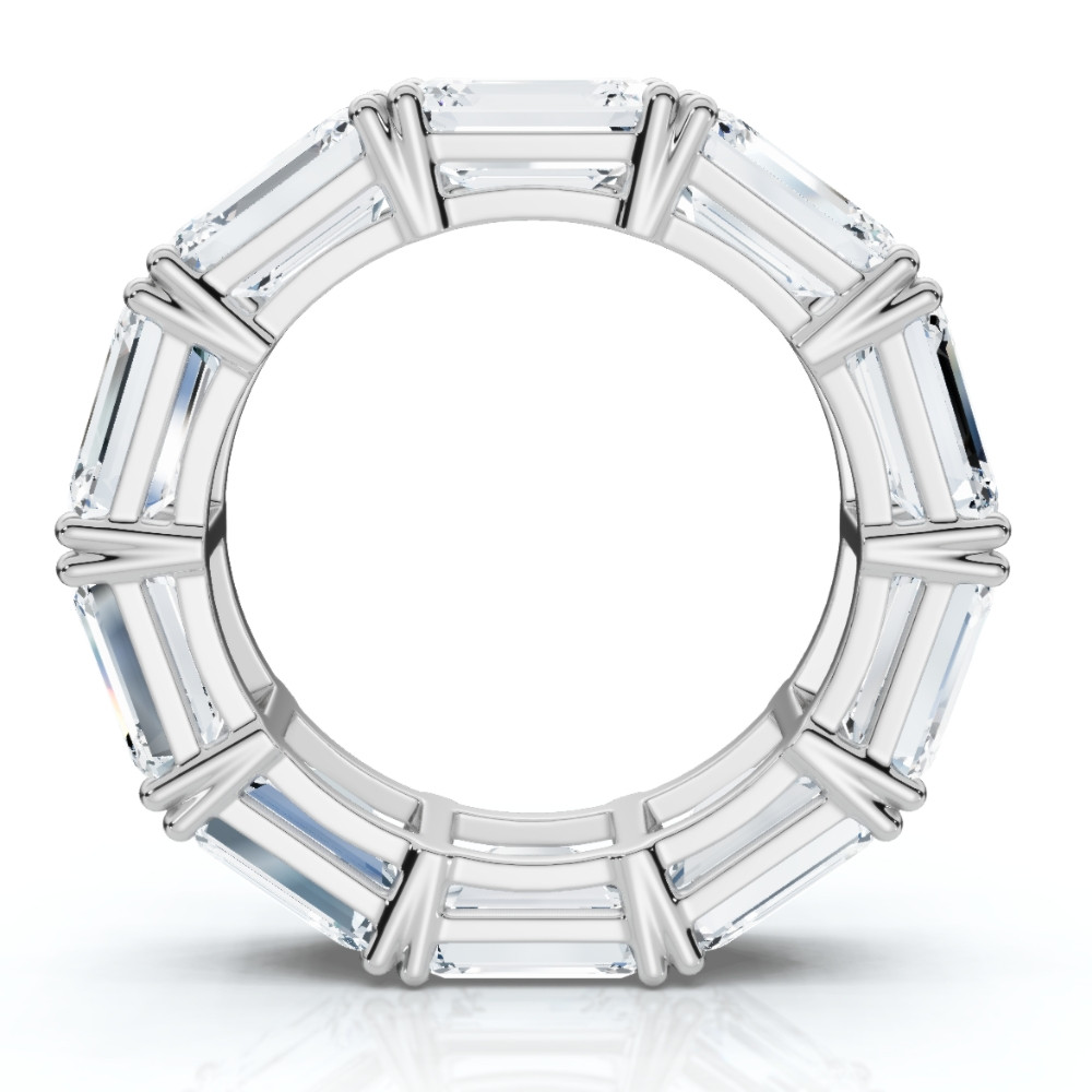 10Ct Emerald Cut Diamond Eternity Ring East West Set 14k White Gold Lab Grown (F-G, VS)