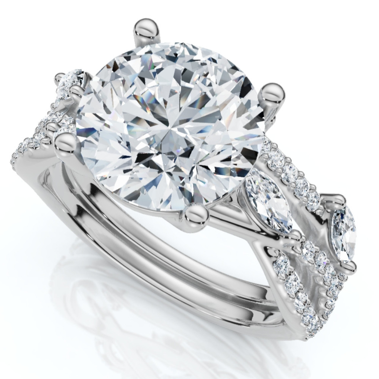 Certified 3 5/8Ct Diamond Engagement Wedding Ring Set 14k Gold Lab Grown (F-G, VVS) Certified 3 5/8Ct Diamond Engagement Wedding Ring Set 14k Gold Lab Grown (F-G, VVS)