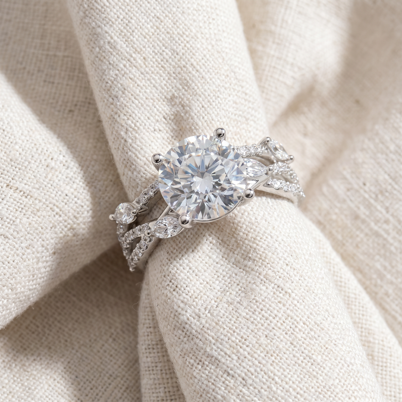 Certified 3 5/8Ct Diamond Engagement Wedding Ring Set 14k Gold Lab Grown (F-G, VVS)