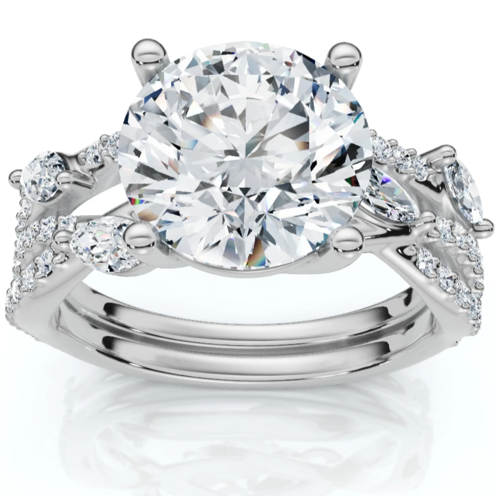 Certified 3 5/8Ct Diamond Engagement Wedding Ring Set 14k Gold Lab Grown (F-G, VVS)