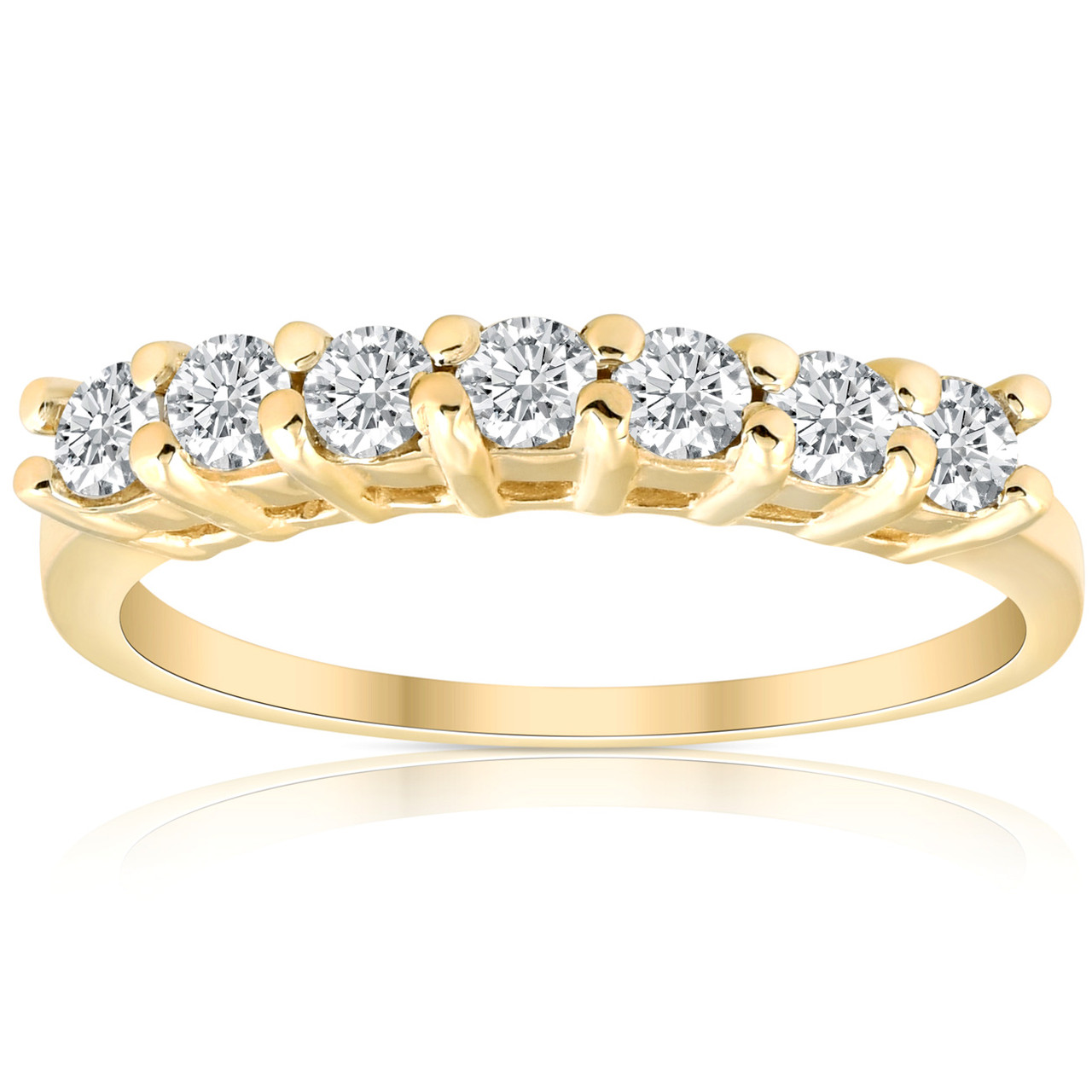 5/8CT Round Cut Diamond Wedding Anniversary Ring Solid 14K Yellow Gold (G-H, I1)