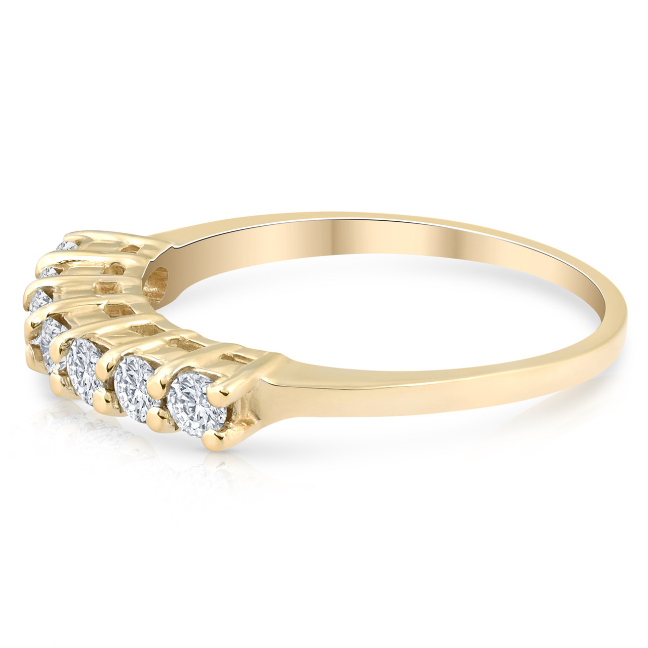 5/8CT Round Cut Diamond Wedding Anniversary Ring Solid 14K Yellow Gold (G-H, I1)