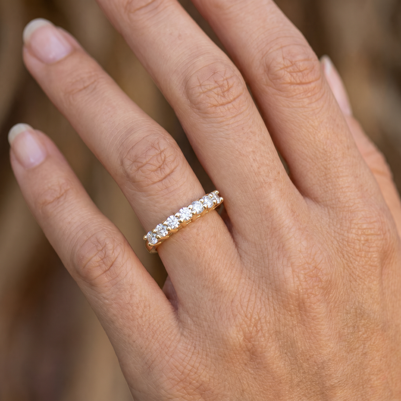 5/8CT Round Cut Diamond Wedding Anniversary Ring Solid 14K Yellow Gold (G-H, I1)