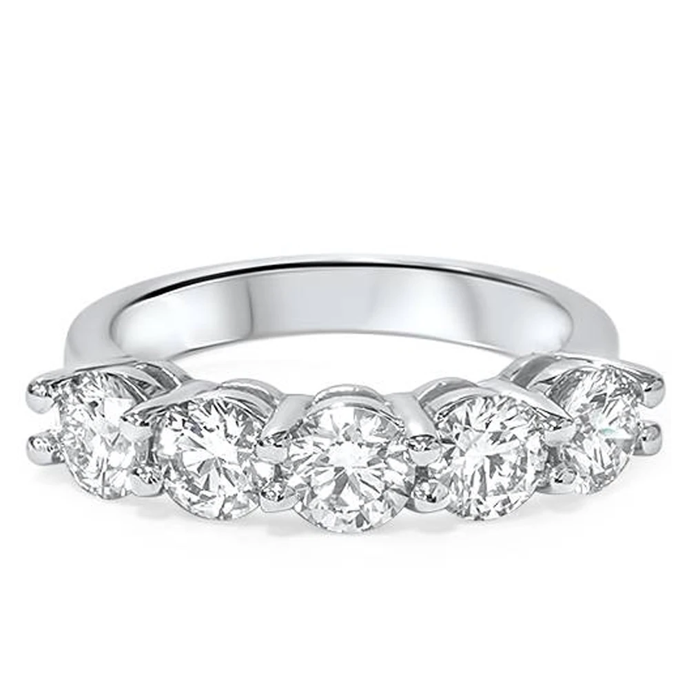 2 Carat 5-Stone Round Lab Grown Diamond Ring 14K White Gold (F-G, VS)