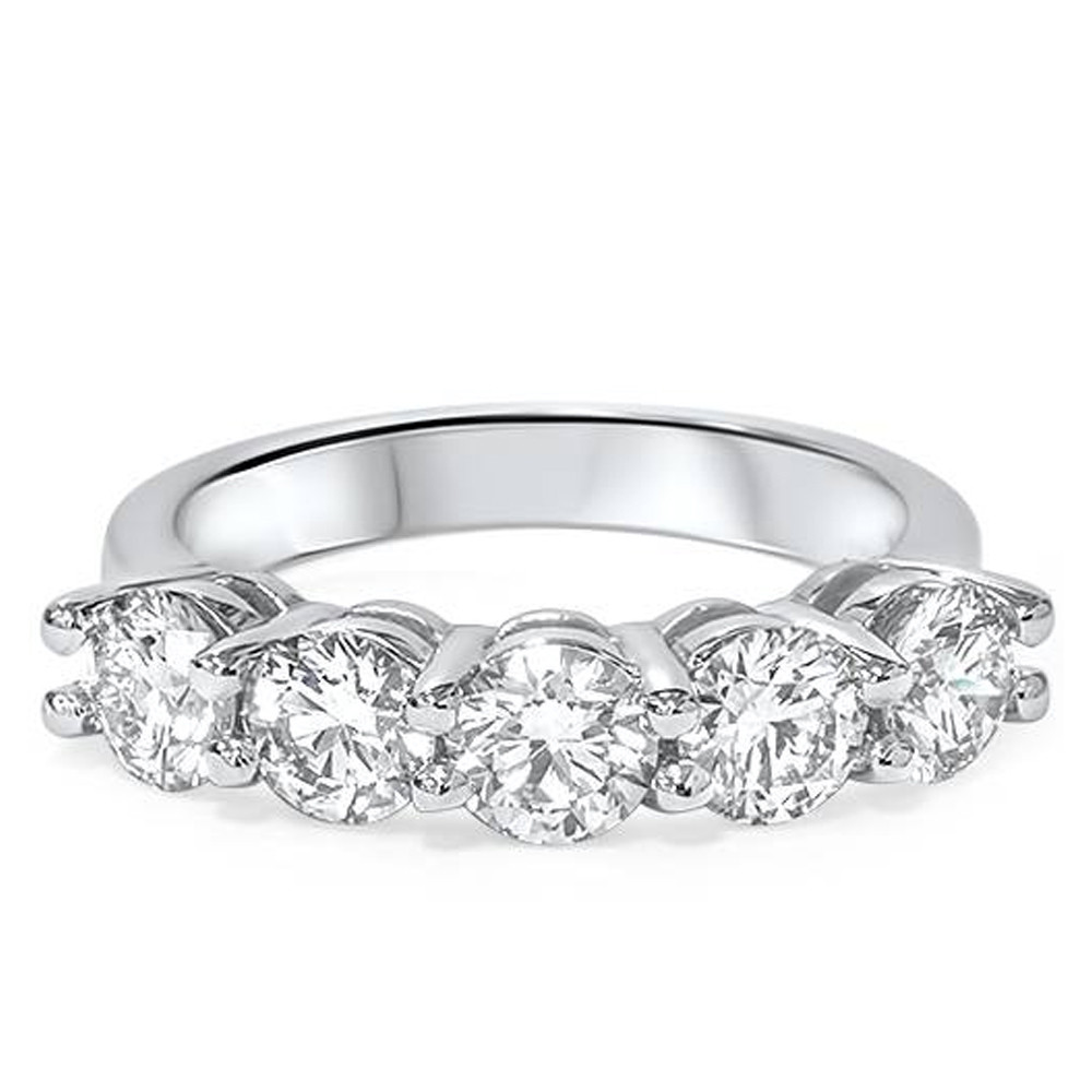 2 Carat 5-Stone Round Lab Grown Diamond Ring 14K White Gold (F-G, VS)