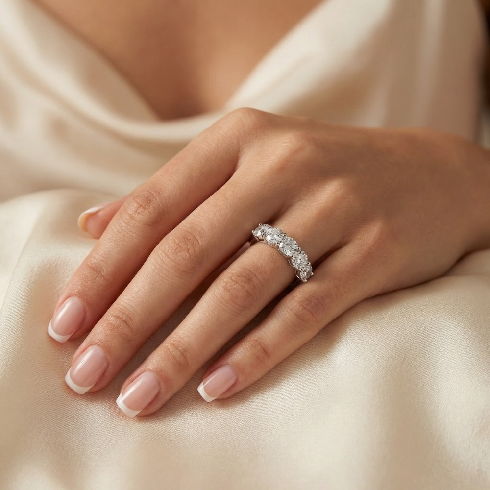 2 Carat 5-Stone Round Lab Grown Diamond Ring 14K White Gold (F-G, VS)