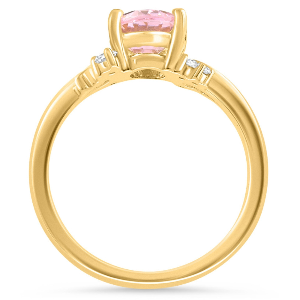 1 3/4Ct Pink Topaz & Diamond Deco Ring Gold Lab Grown (F-G, VVS)