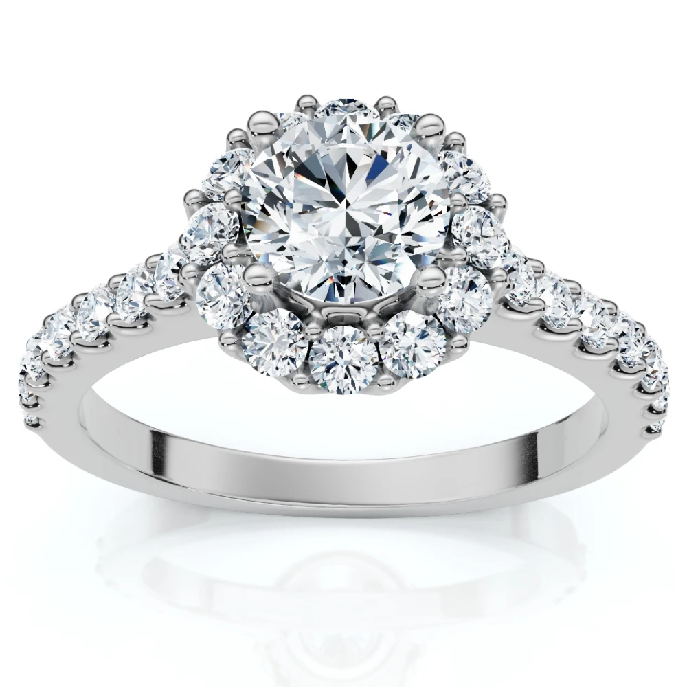1 1/2Ct Halo Diamond Engagement Ring 14k Gold Lab Grown (F-G, VS)