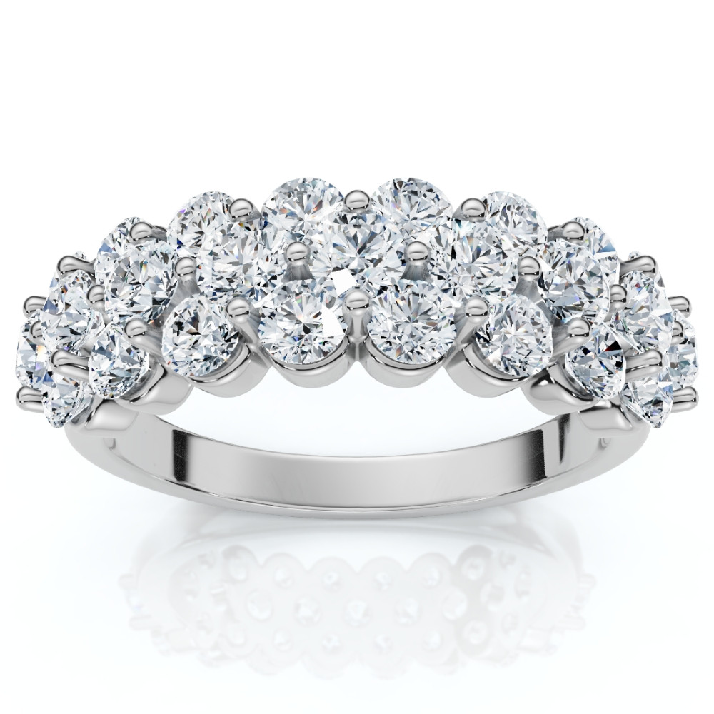 2Ct Multi Row Diamond Anniversary Ring 14k Gold Lab Grown (F-G, VS)
