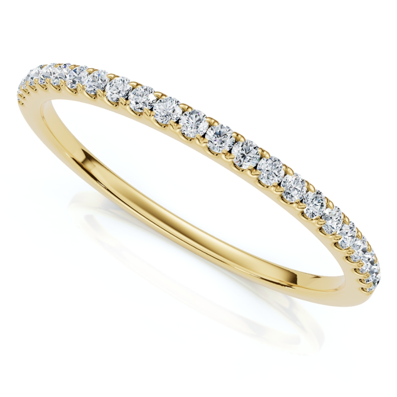 1/4Ct Diamond Wedding Ring Prong Set Stackable Anniversary Band Gold Lab Grown (G-H, VS)