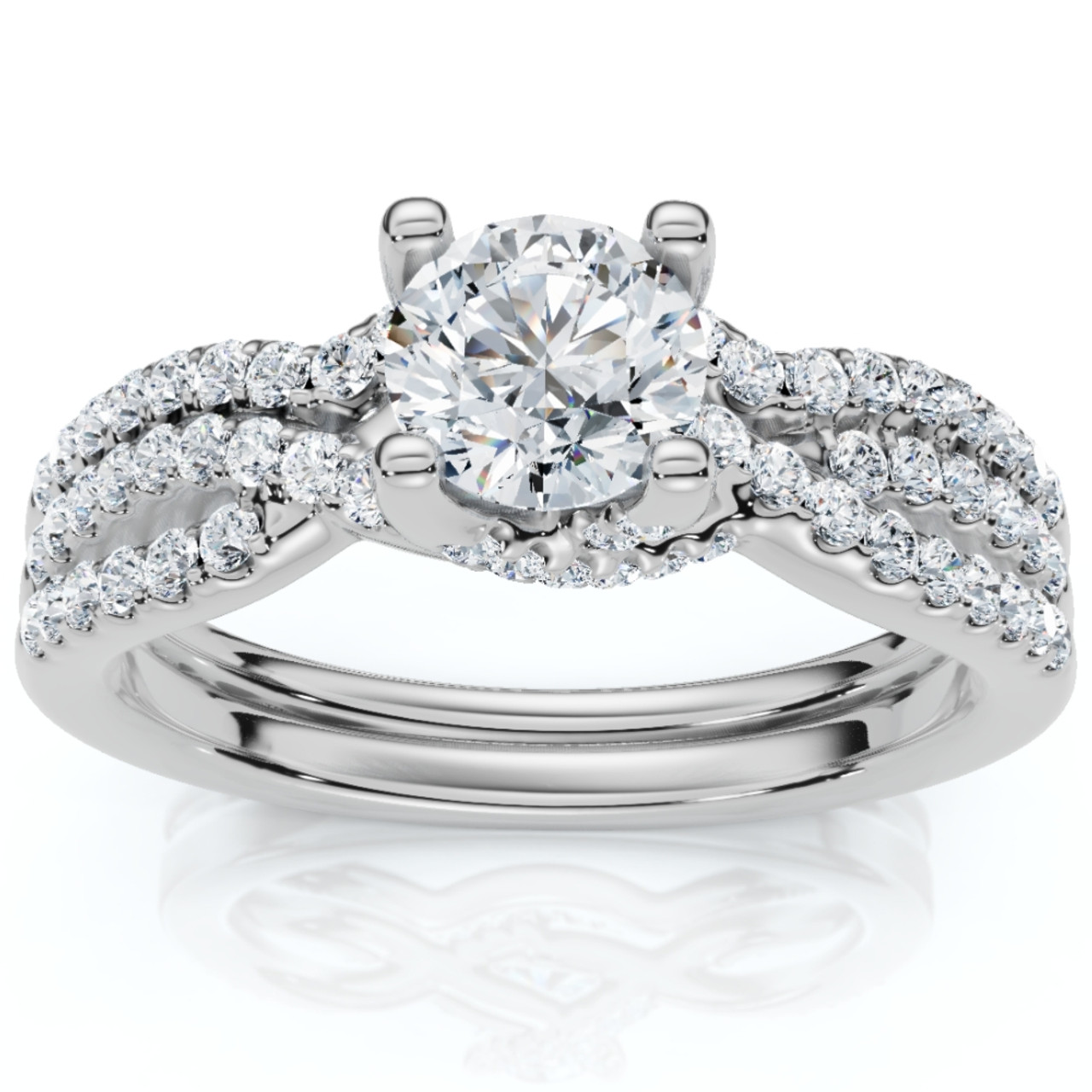 1Ct TW Infinity Engagement Wedding Ring Set 14k Gold Lab Grown (F-G, VS)