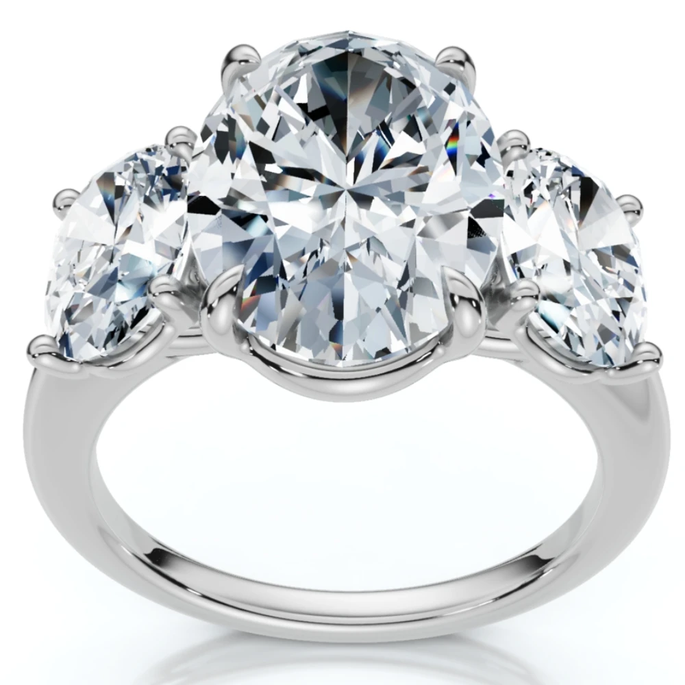 Certified 6Ct Three Stone Oval Diamond Anniversary Engagement Ring Lab Grown 14k (G-H, VS)