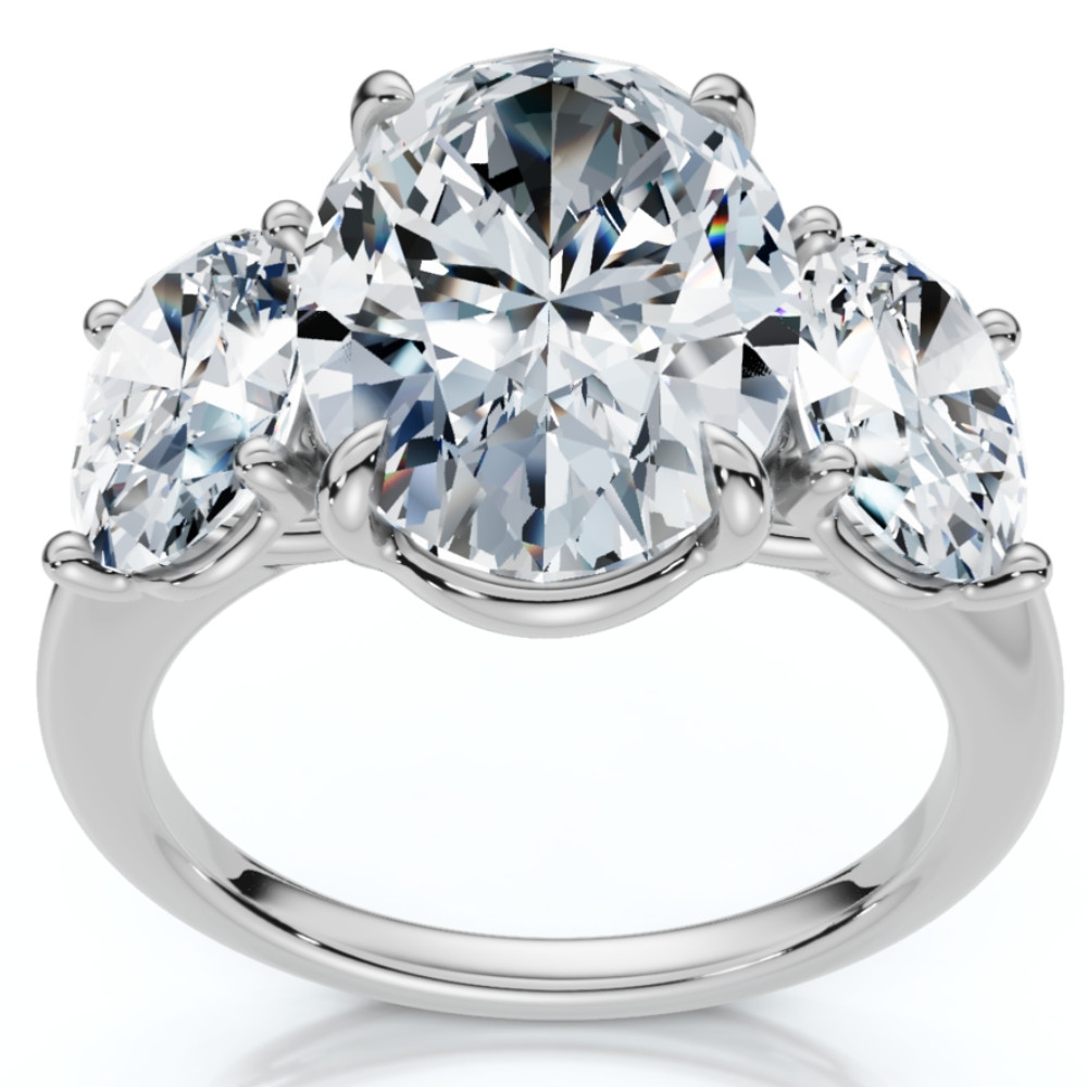 Certified 6Ct Three Stone Oval Diamond Anniversary Engagement Ring Lab Grown 14k (G-H, VS)