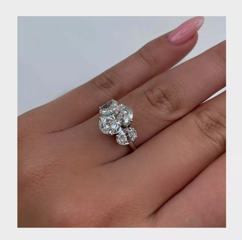 Certified 6Ct Three Stone Oval Diamond Anniversary Engagement Ring Lab Grown 14k (G-H, VS)
