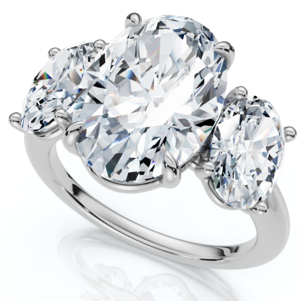 Certified 6Ct Three Stone Oval Diamond Anniversary Engagement Ring