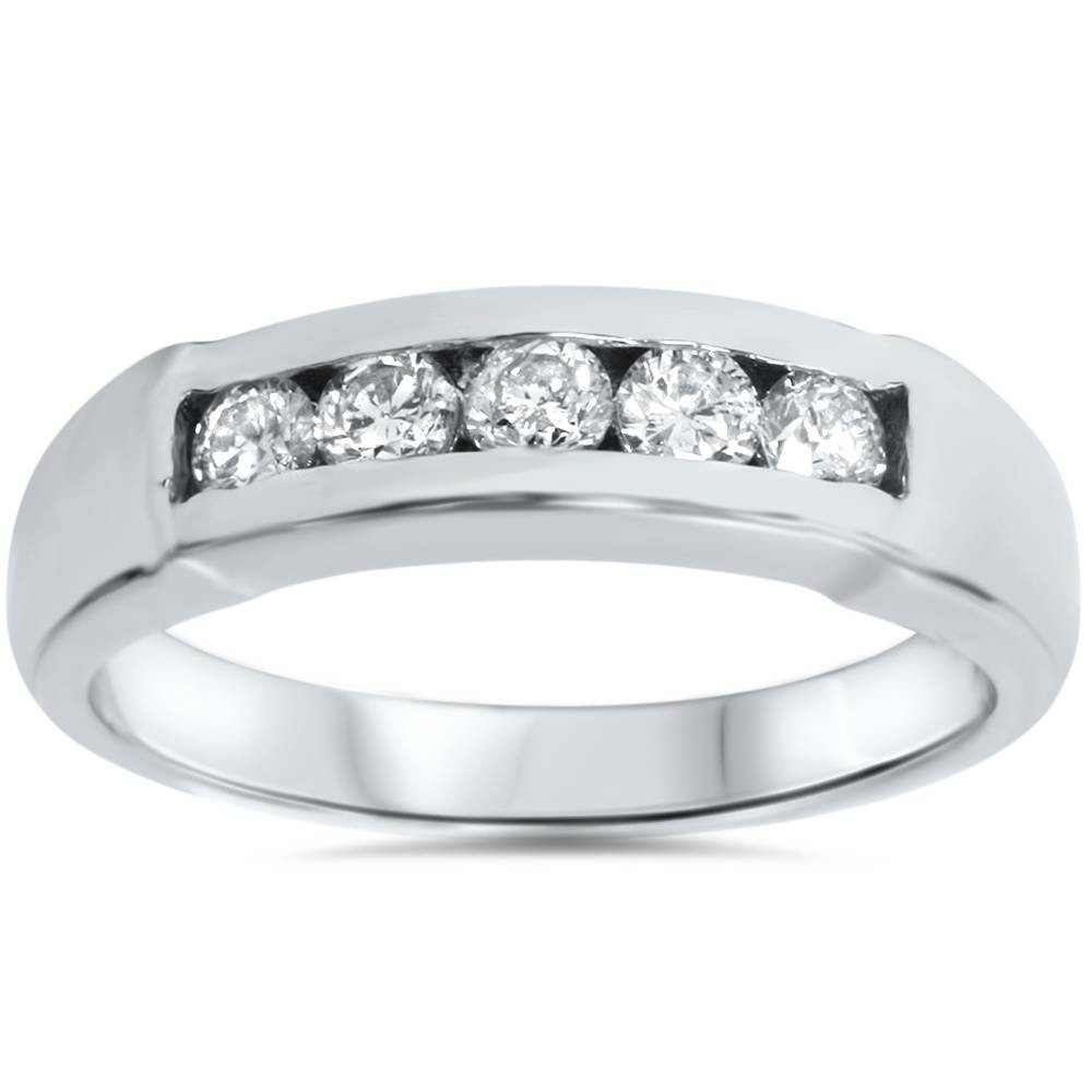 Mens 1/2ct 14K White Gold Round Diamond Wedding Ring (G-H, I1)