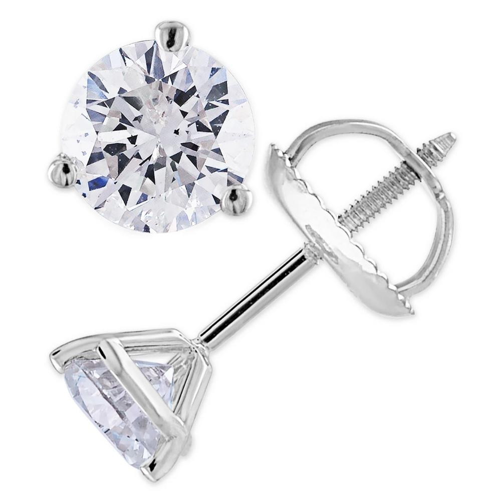 1ct Martini Screw Back Diamond Studs 14K White Gold (G-H, SI)