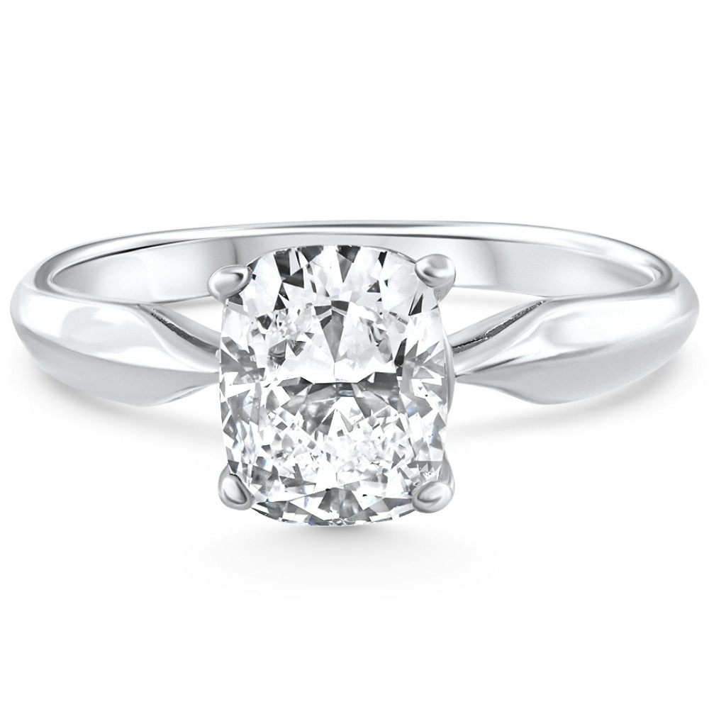 Certified 2Ct Cushion Solitaire Diamond Engagement Ring 14k Gold Lab Grown (G-H, VS)