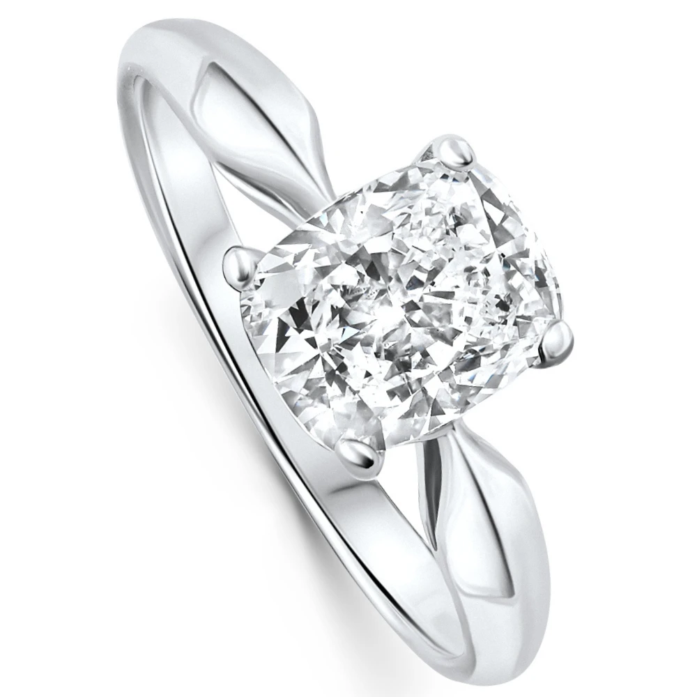 Certified 2Ct Cushion Solitaire Diamond Engagement Ring 14k Gold Lab Grown (G-H, VS)