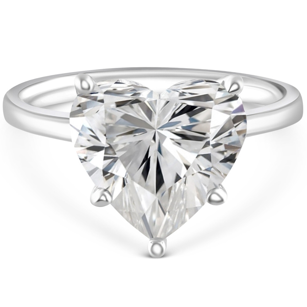 2 - 6Ct Heart Shape Diamond Engagement Ring 14k Gold or Platinum Lab Grown (G-H, VS)