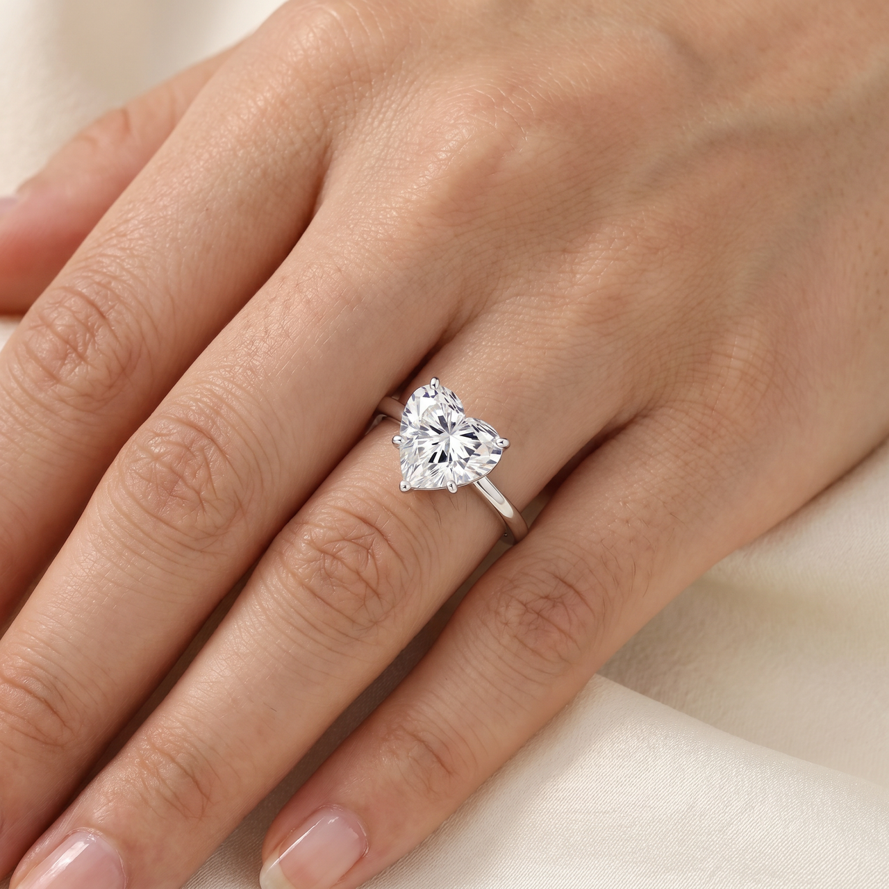 Certified 5Ct Heart Shape Solitaire Diamond Engagement Ring White Gold Lab Grown (H-I, VS)