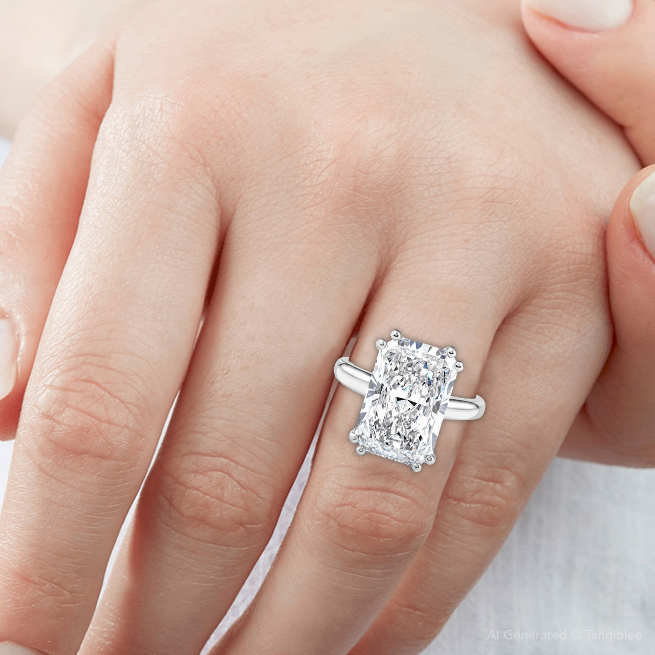 Certified 5Ct Radiant Solitaire Diamond Engagement Ring 14k Gold Lab Grown (G-H, VS)