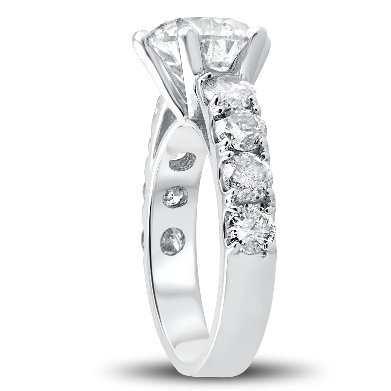 4 1/2ct Round Enhanced Diamond Engagement Ring 14K White Gold (H-I, I1)