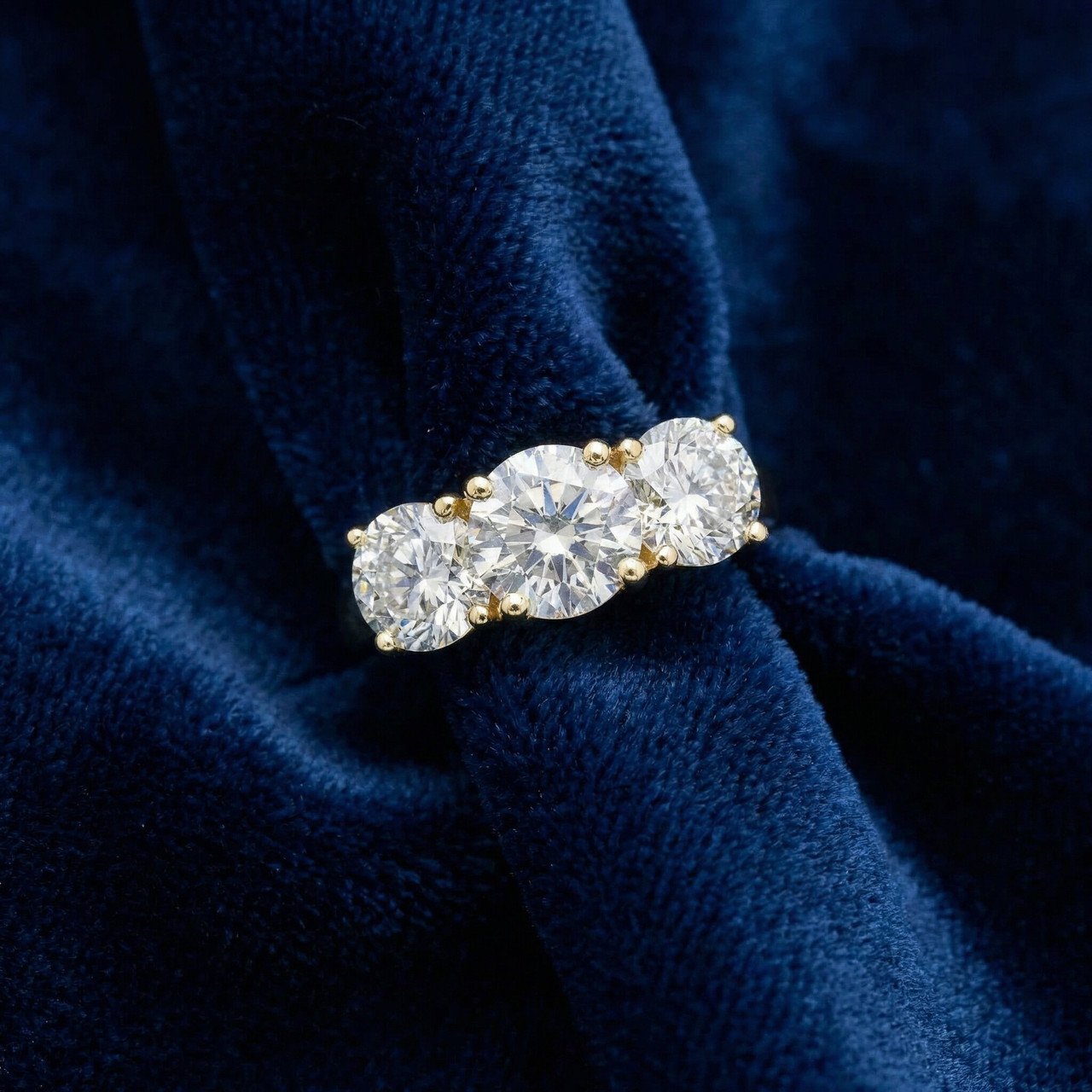 Certified 5Ct Three Stone Diamond Engagement Anniversary Ring 14k Gold Lab Grown (G-H, VS2-SI1)