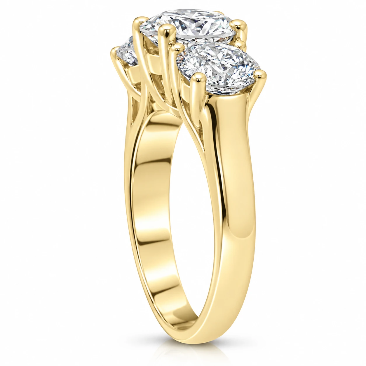 Certified 5Ct Three Stone Diamond Engagement Anniversary Ring 14k Gold Lab Grown (G-H, VS2-SI1)