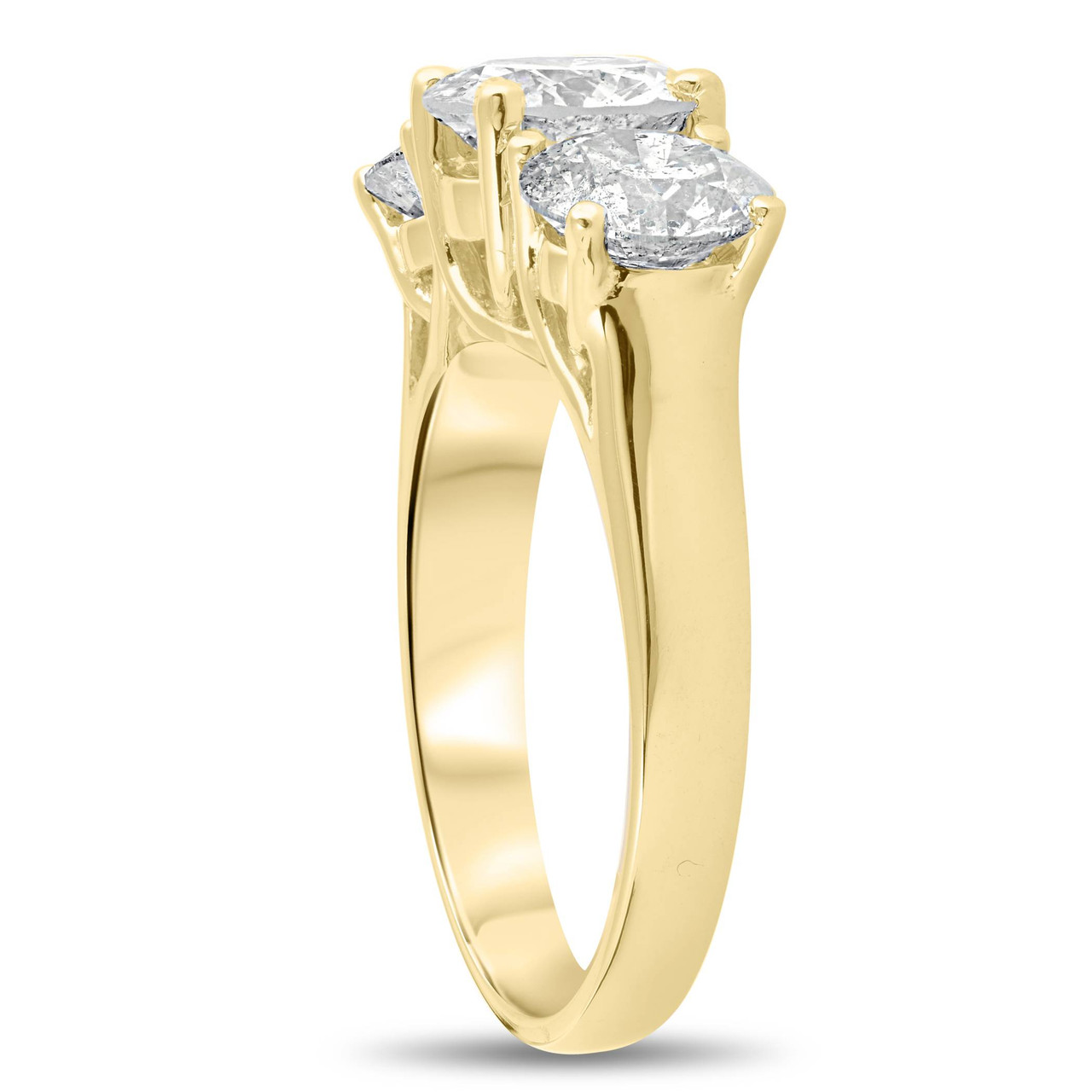 Certified 5Ct Three Stone Diamond Engagement Anniversary Ring 14k Gold Lab Grown (G-H, VS2-SI1)