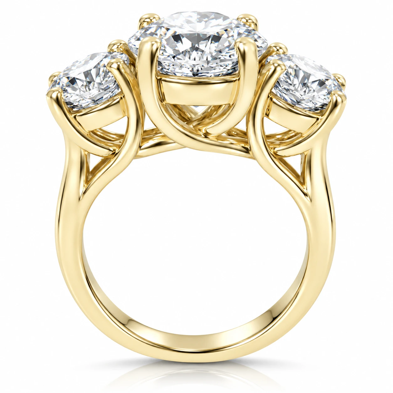 Certified 5Ct Three Stone Diamond Engagement Anniversary Ring 14k Gold Lab Grown (G-H, VS2-SI1)