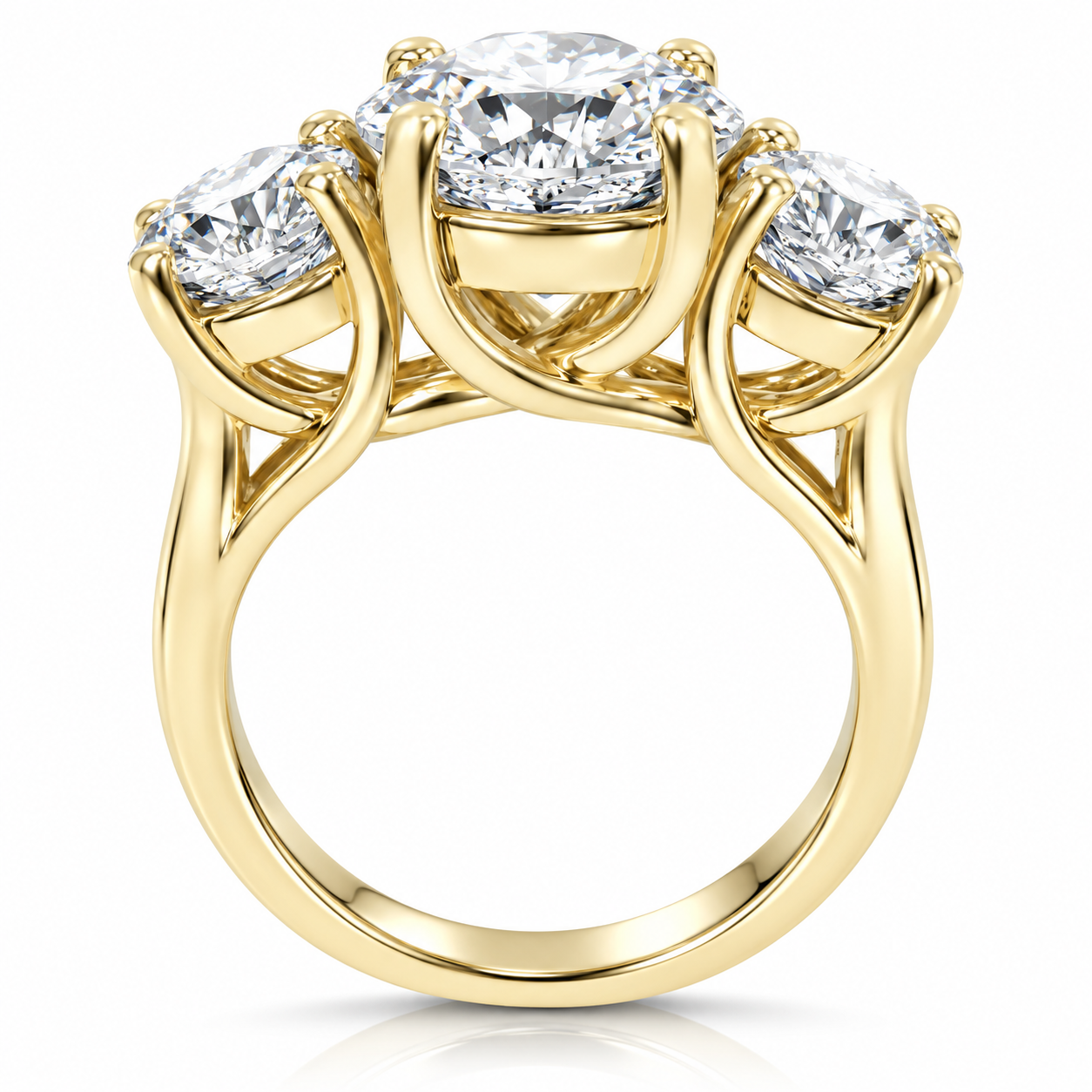 Certified 5Ct Three Stone Diamond Engagement Anniversary Ring 14k Gold Lab Grown (G-H, VS2-SI1)