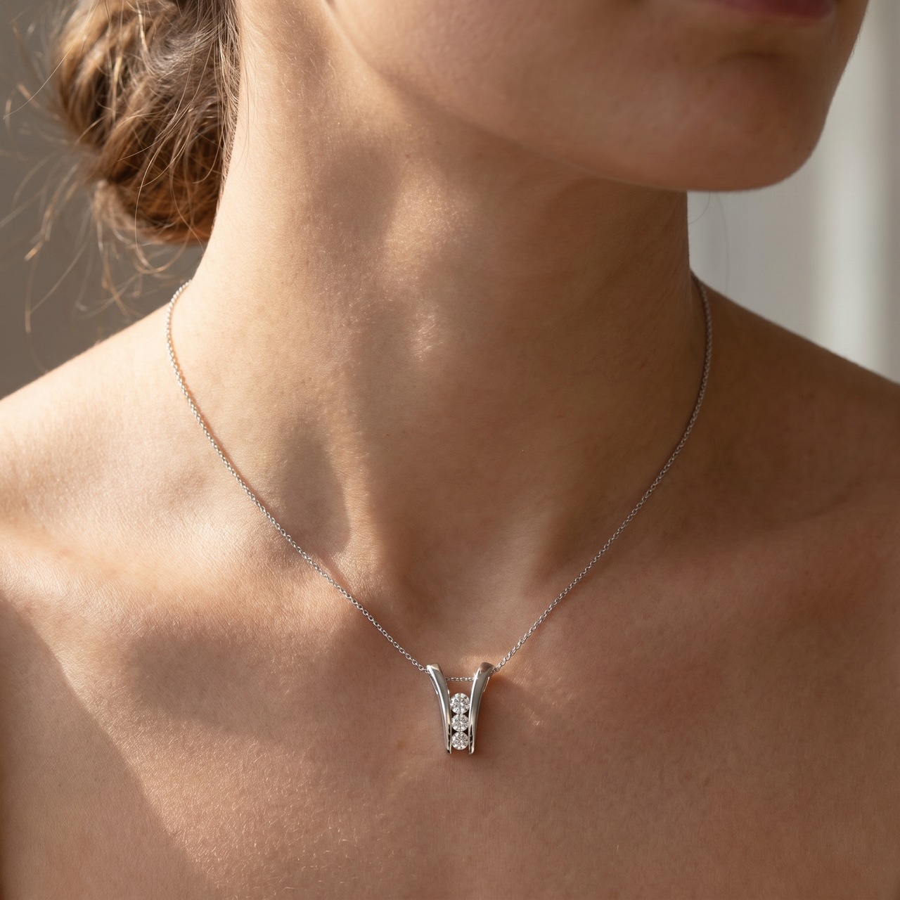 1/2Ct Three Stone Diamond Pendant Gold Women's 18" Necklace Lab Grown (F-G, VS)