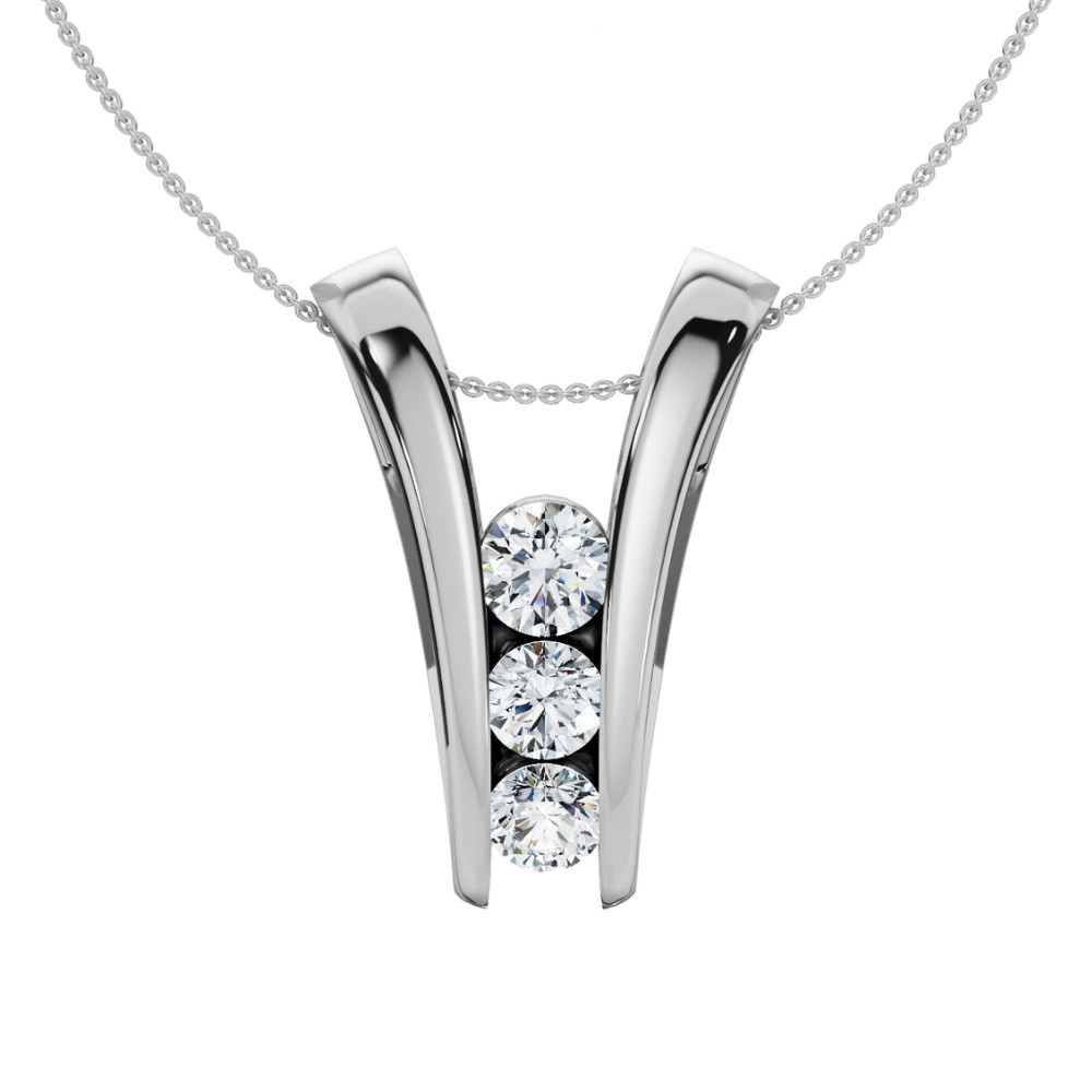 1/2Ct Three Stone Diamond Pendant Gold Women's 18" Necklace Lab Grown (F-G, VS)