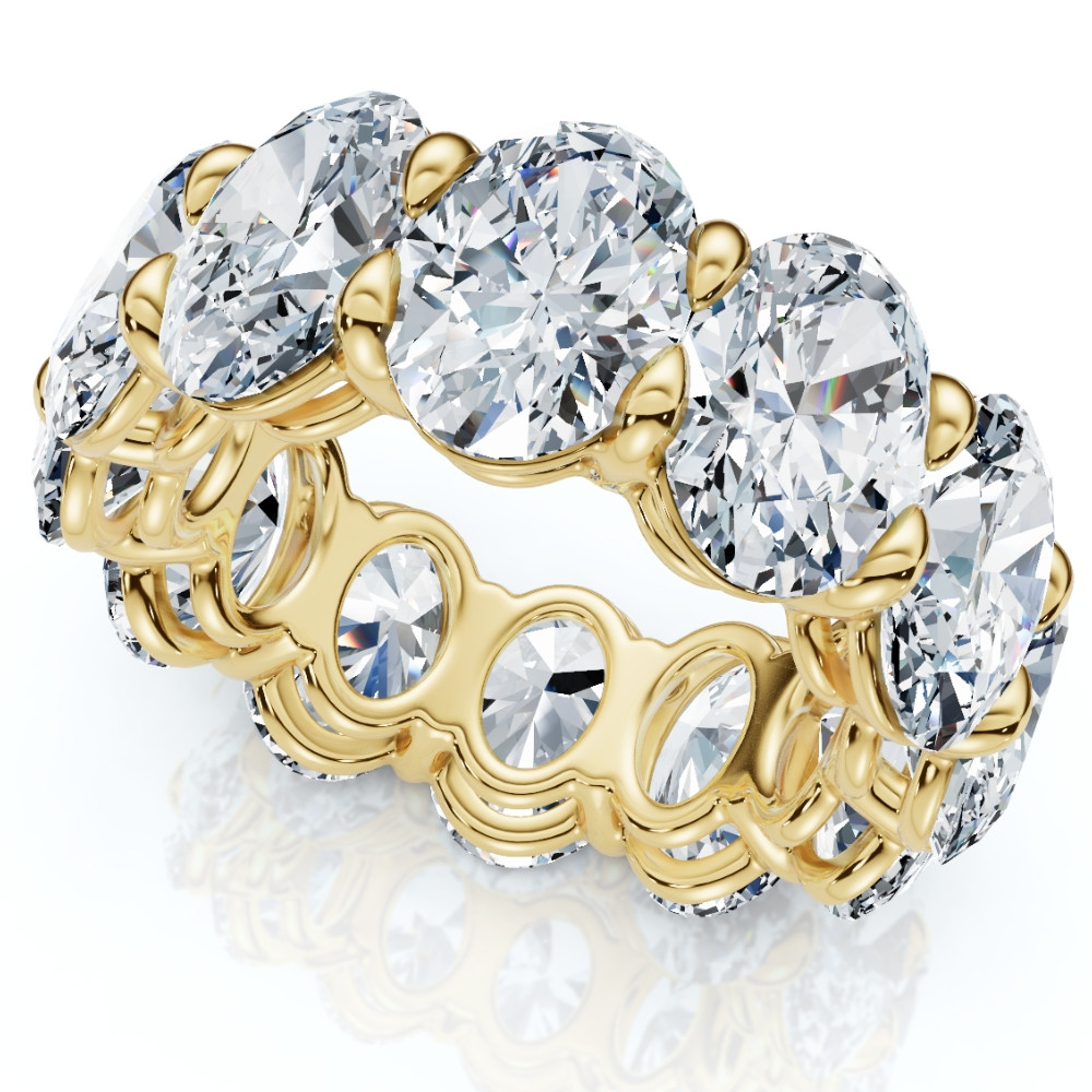 12Ct Oval Diamond Eternity Ring 14k Gold or Platinum Wedding Band Lab Grown (F-G, VS)