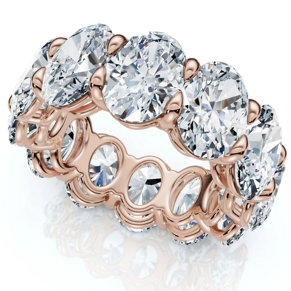 12Ct Oval Diamond Eternity Ring 14k Gold or Platinum Wedding Band Lab Grown (F-G, VS)