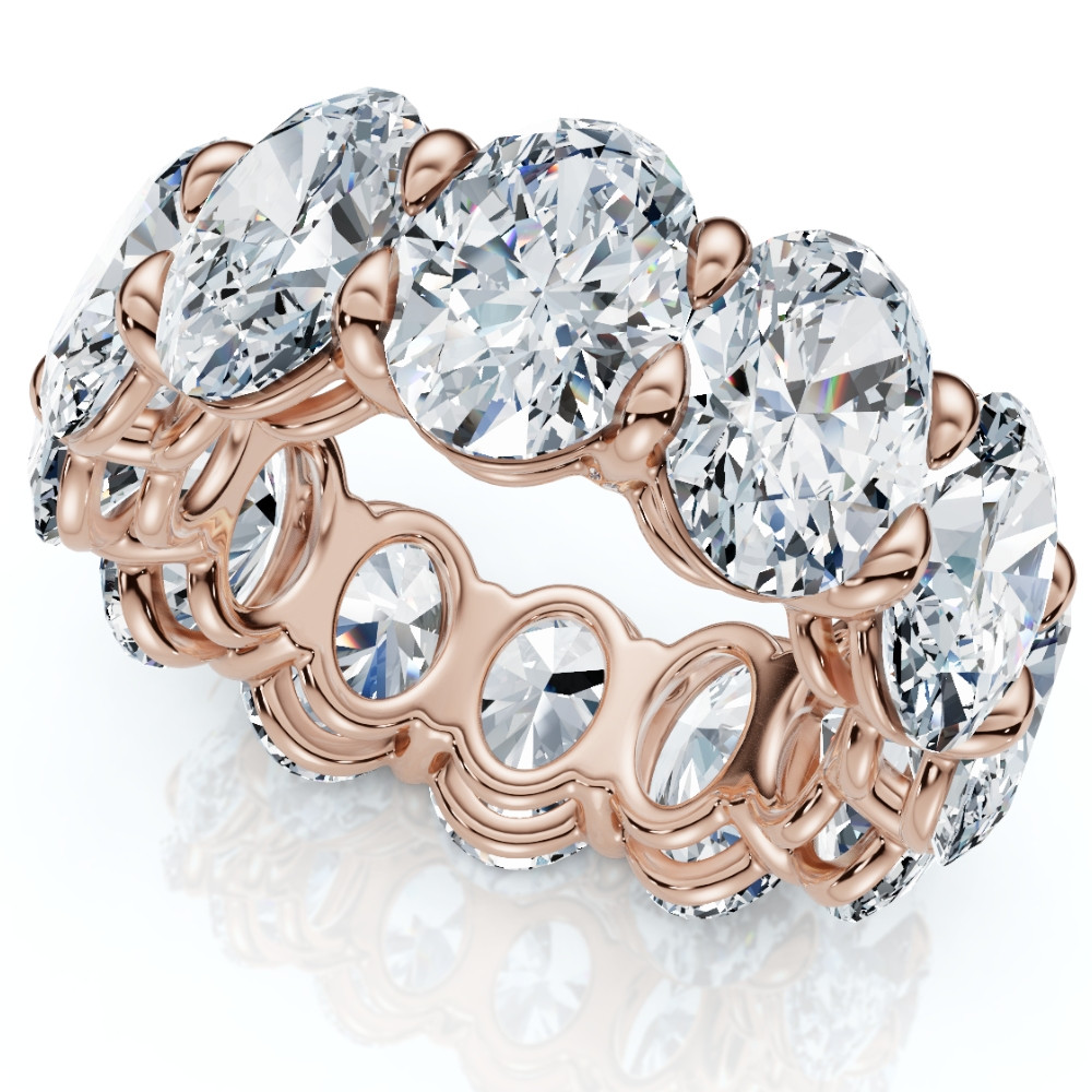 12Ct Oval Diamond Eternity Ring 14k Gold or Platinum Wedding Band Lab Grown (F-G, VS)