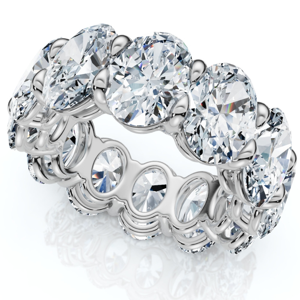 12Ct Oval Diamond Eternity Ring 14k Gold or Platinum Wedding Band Lab Grown (F-G, VS)