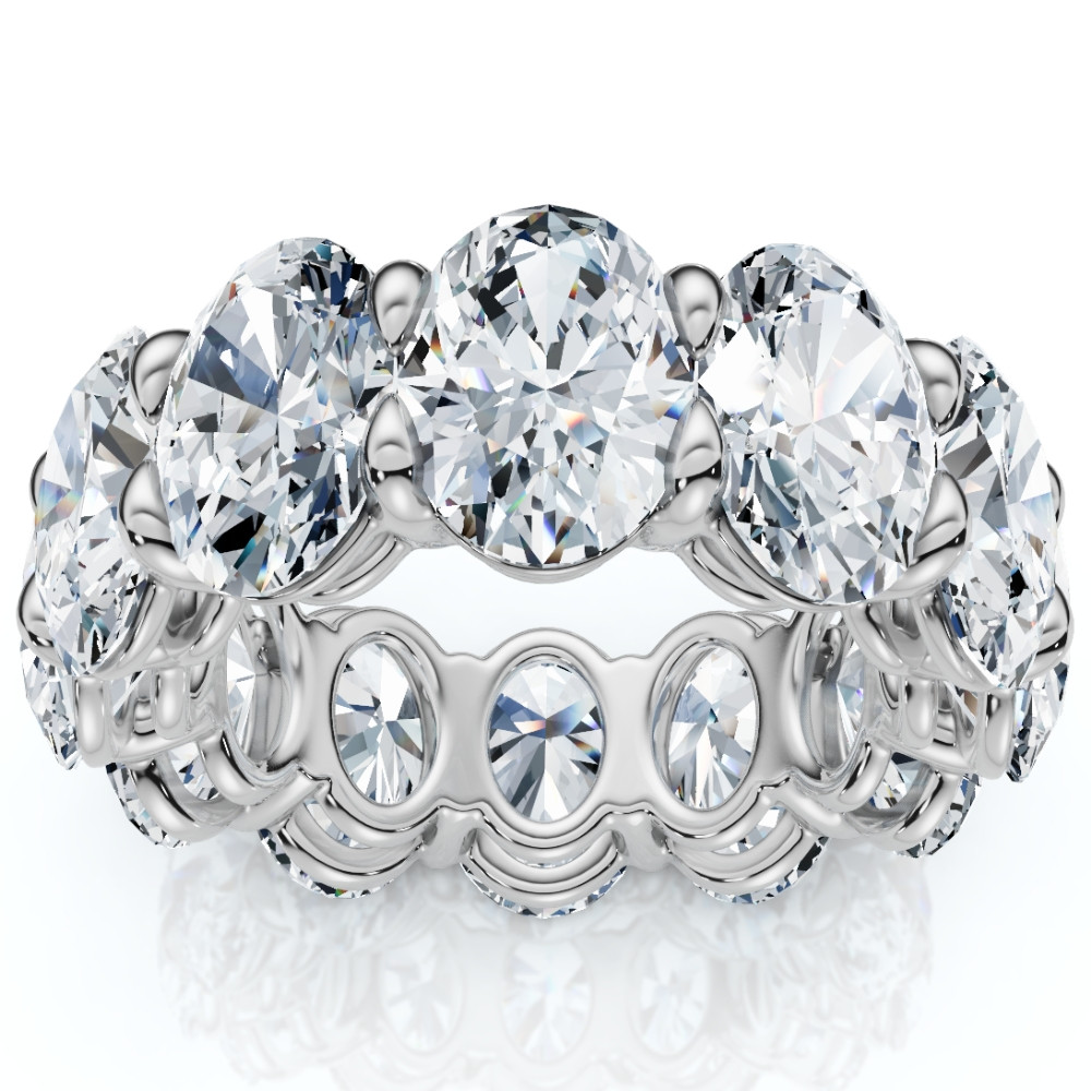 12Ct Oval Diamond Eternity Ring 14k Gold or Platinum Wedding Band Lab Grown (F-G, VS)