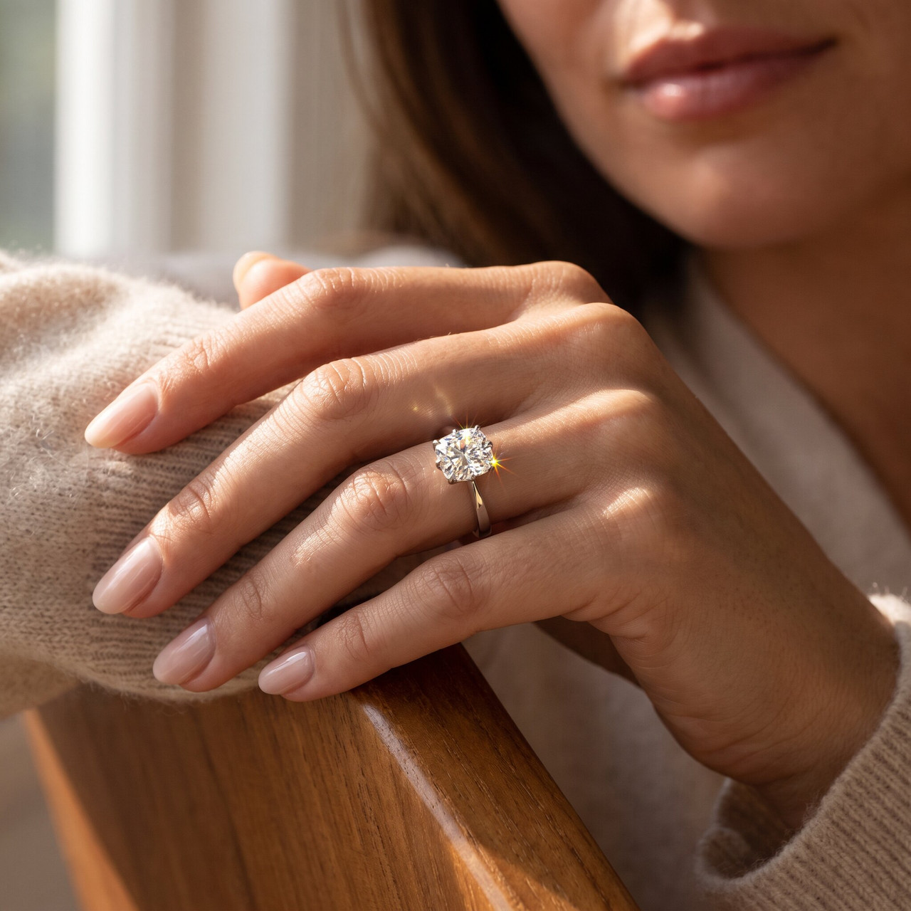 1 1/2Ct Cushion Solitaire Diamond Engagement Ring 14k Gold Lab Grown (F-G, VS)