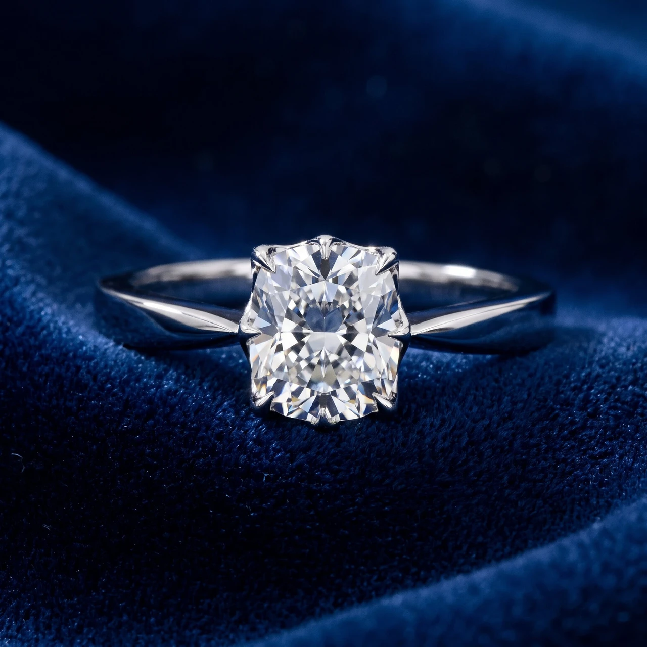 1 1/2Ct Cushion Solitaire Diamond Engagement Ring 14k Gold Lab Grown (F-G, VS)