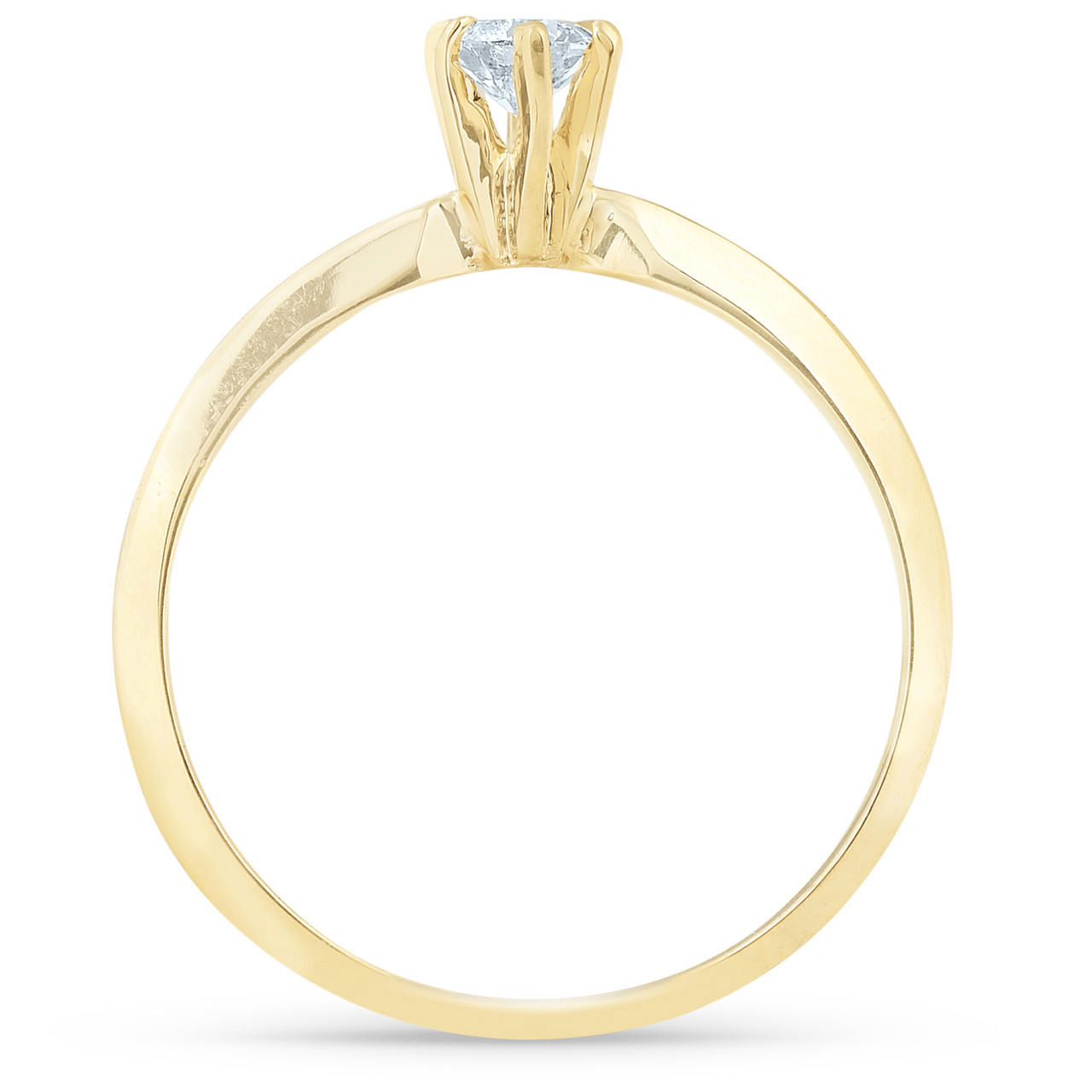 14k Yellow Gold 1/5ct Round Solitaire Diamond Engagement Ring (G-H, I1)