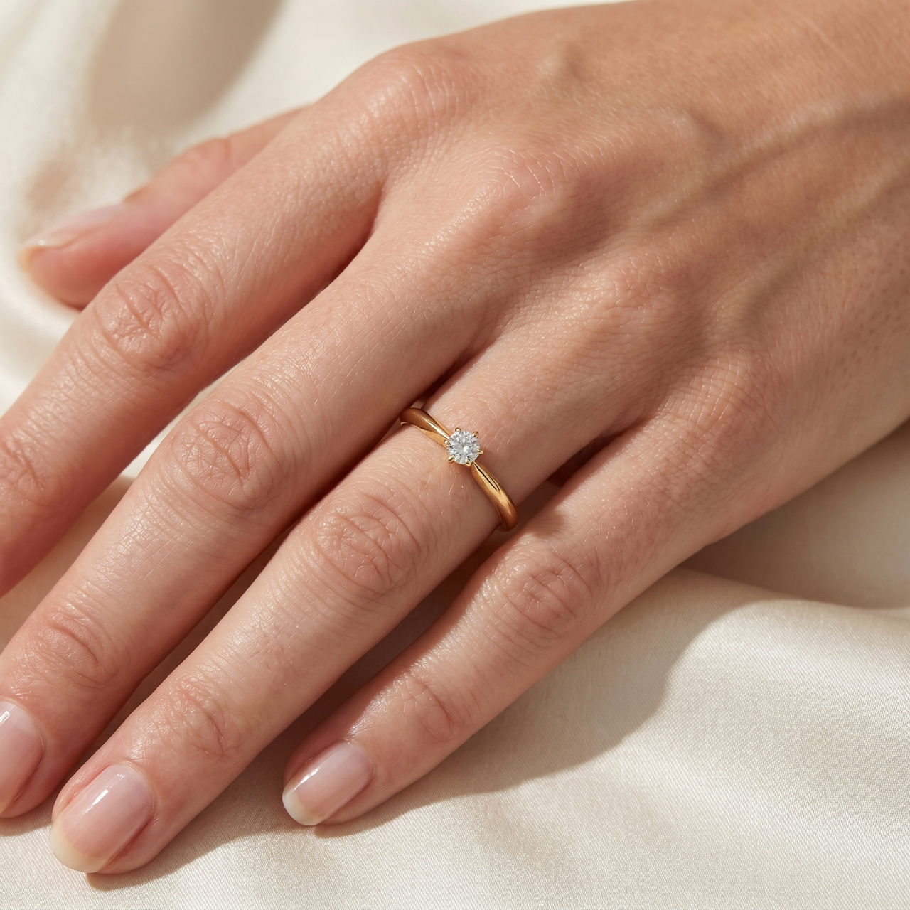 14k Yellow Gold 1/5ct Round Solitaire Diamond Engagement Ring (G-H, I1)