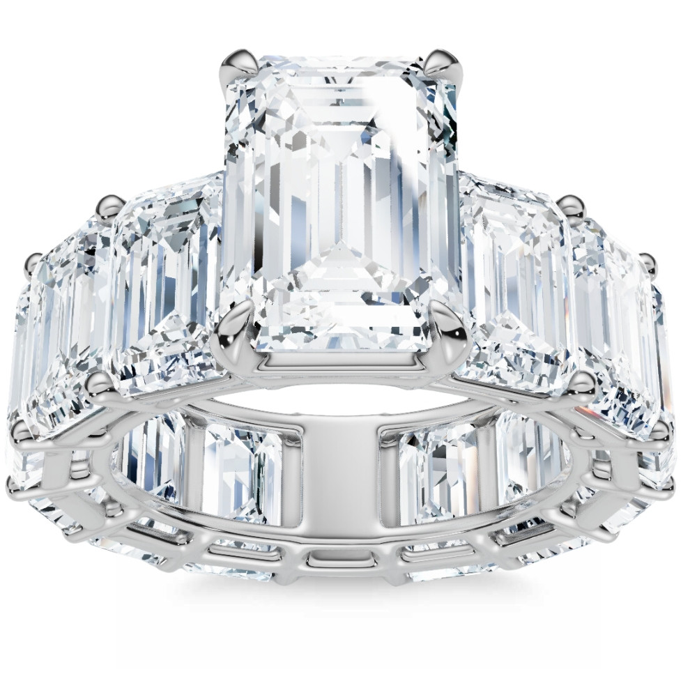 Certified 15.50Ct Emerald Cut Diamond Engagement Ring 14k Gold Lab Grown (F-G, VS)