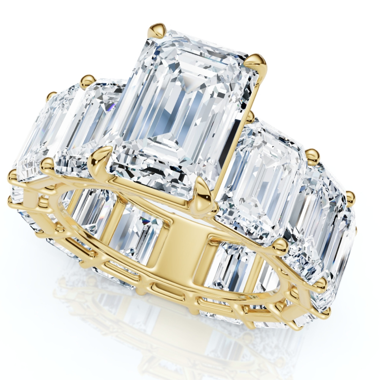 Certified 15.50Ct Emerald Cut Diamond Engagement Ring 14k Gold Lab Grown (F-G, VS)