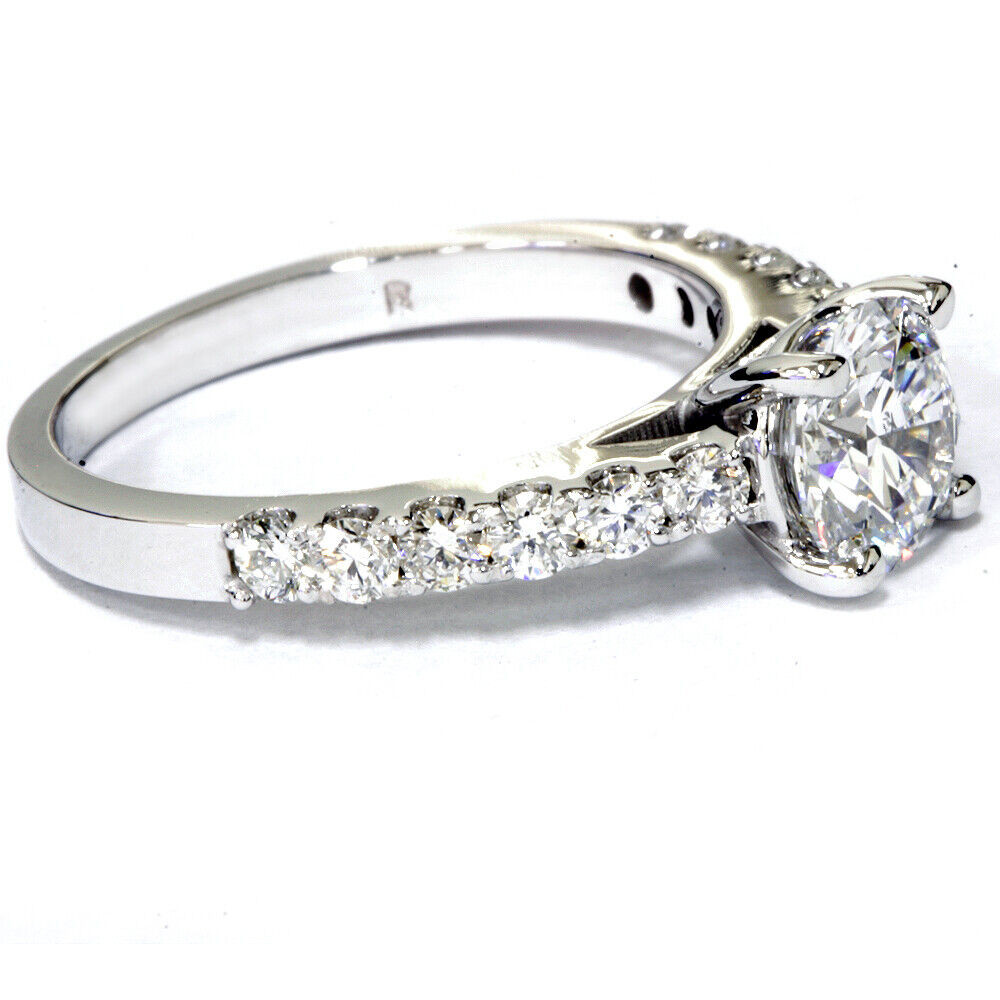 Certified 2ct Diamond Engagement Ring Solitaire Accent 14K White Gold Lab Grown (G-H, VS2-SI1)