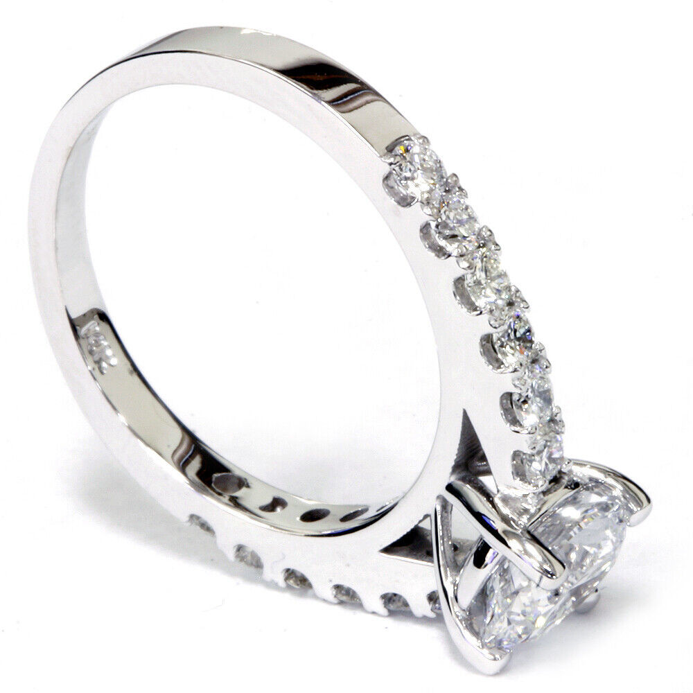 Certified 2ct Diamond Engagement Ring Solitaire Accent 14K White Gold Lab Grown (G-H, VS2-SI1)